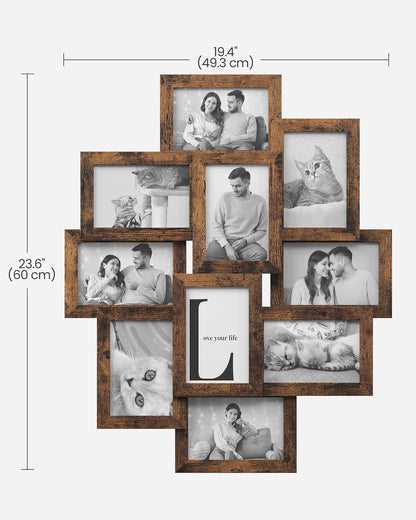 SONGMICS 4x6 Collage Picture Frames, 10-Pack Photo Collage Frame for Wall Decor, Glass Front, Assembly Required, Ink Black URPF20BK