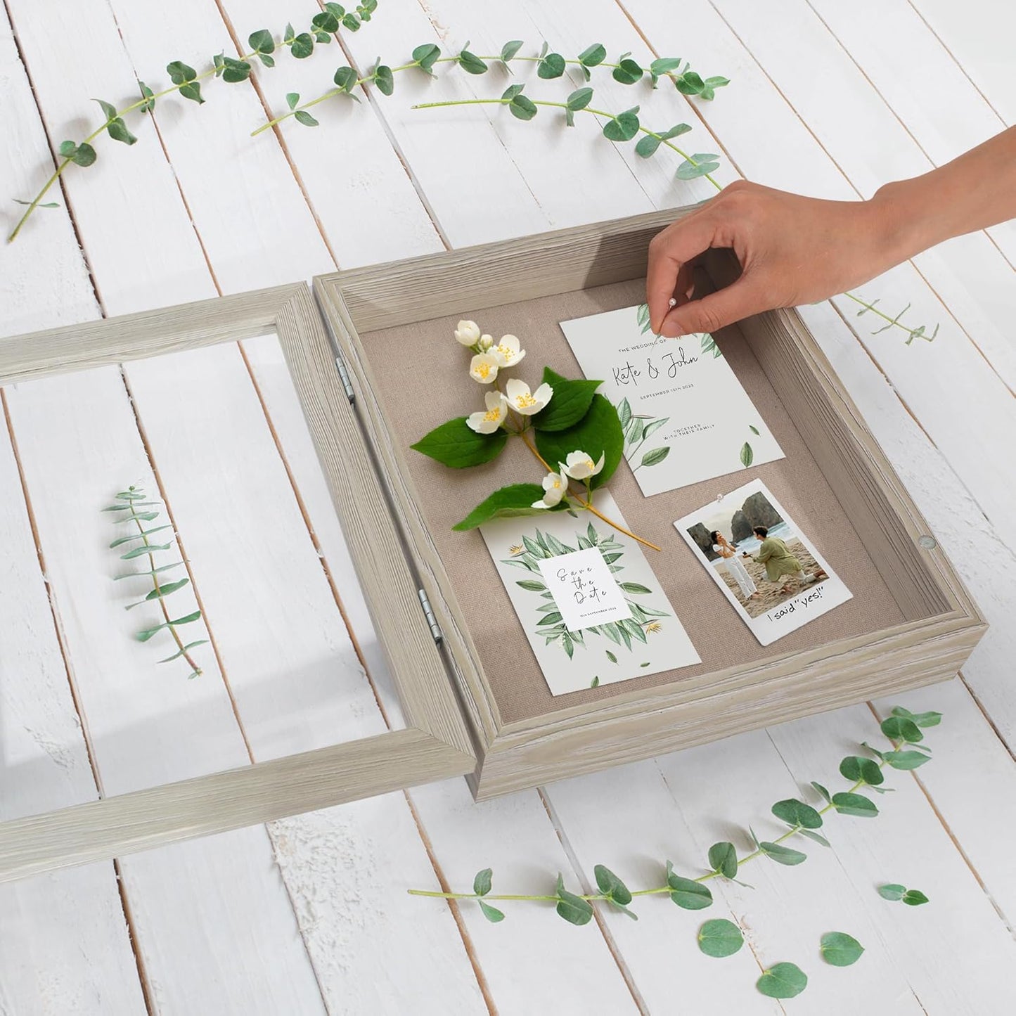 Americanflat Front Opening 11x14 Shadow Box Frame with Shatter-Resistant Glass - Silhouette Collection - Shadow Box Display Case for Tabletop and Wall Display - Black