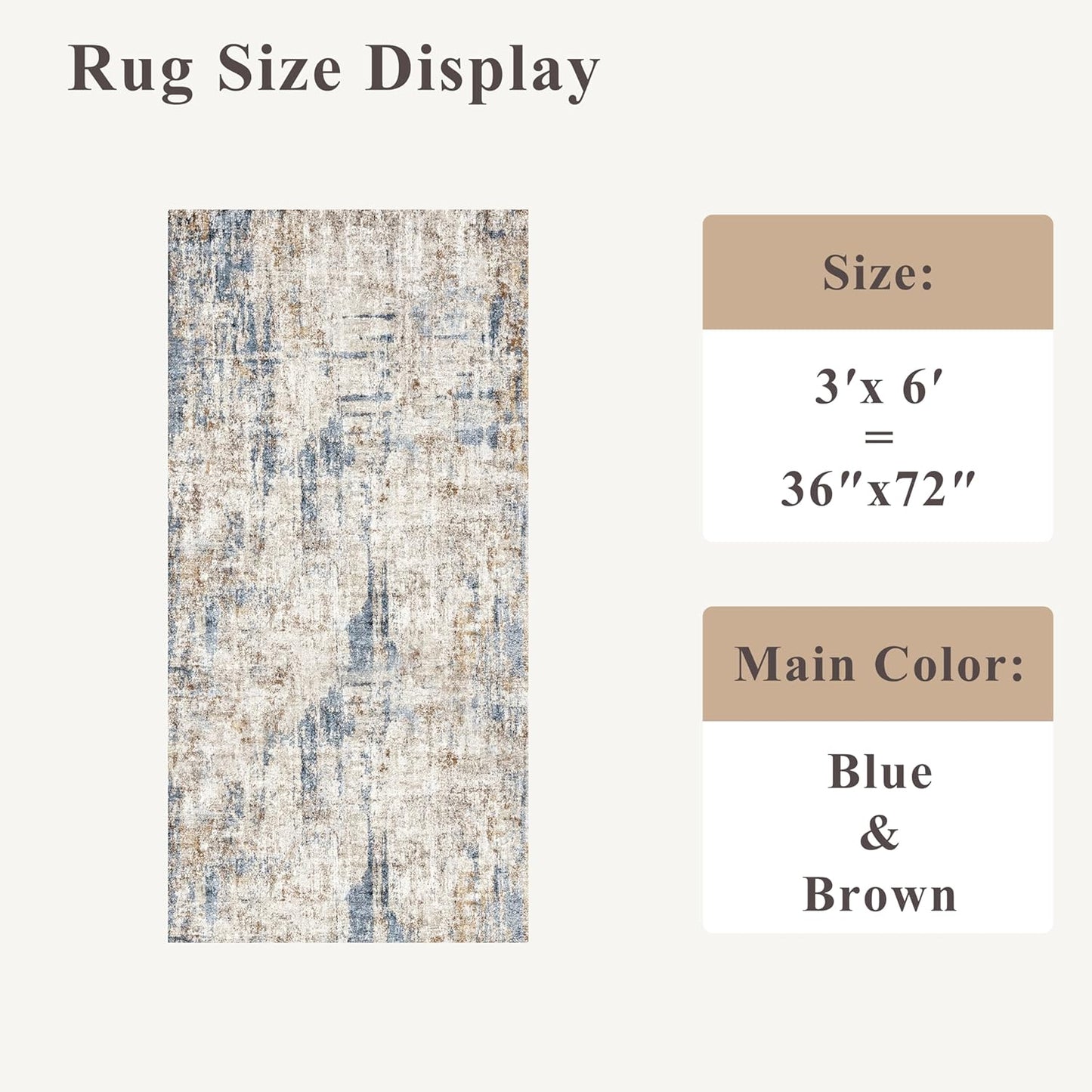 2x3 Washable Non-Slip Area Rug - Soft Low Pile Throw Rug for Kitchen Entryway Bedroom - Modern Indoor Door Mat with Rubber Backing (Beige Grey) - Colors B
