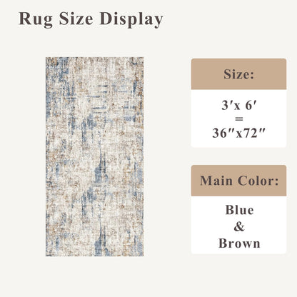 2x3 Washable Non-Slip Area Rug - Soft Low Pile Throw Rug for Kitchen Entryway Bedroom - Modern Indoor Door Mat with Rubber Backing (Beige Grey) - Colors B