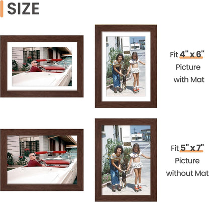 upsimples 8x10 Picture Frame, Display Pictures 5x7 with Mat or 8x10 Without Mat, Wall Hanging Photo Frame, Black, 1 Pack - Colors A