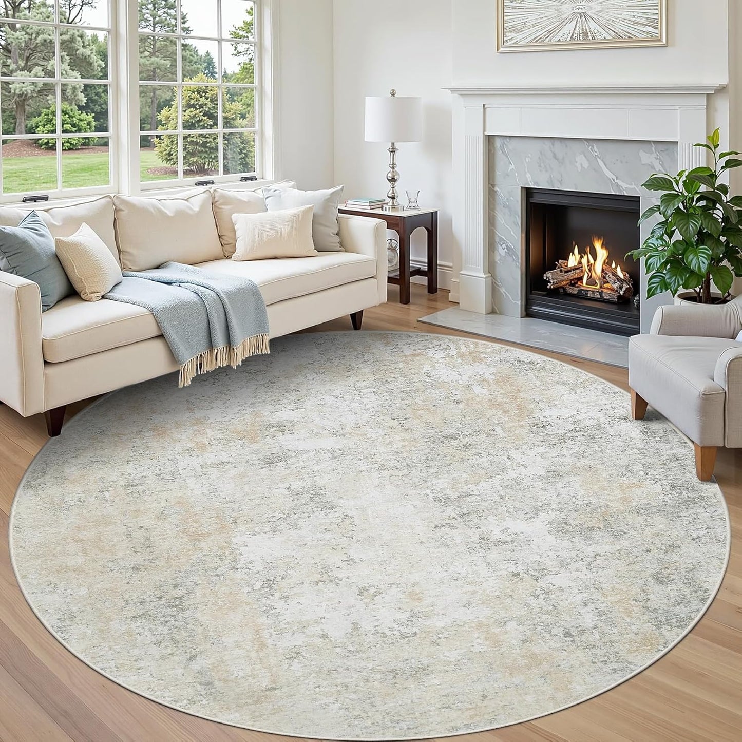 8x10 Area Rugs for Living Room Rug Washable: Abstract Large Rug for Dining Room Bedroom Carpet Non Slip 8 by 10 Indoor Modern Nursery Home Office Blue Grey