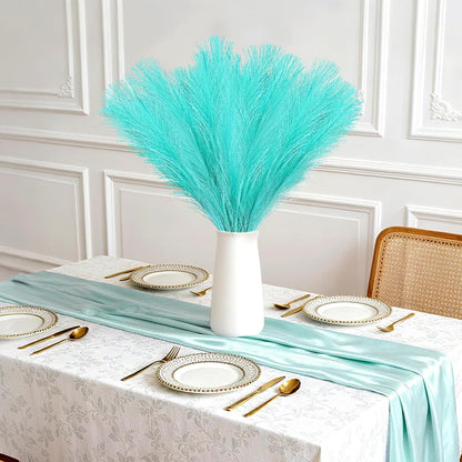 obbsie 50pcs Pink Faux Pampas Grass Decor, 21.6" Short Artificial Floral Branches Vase Filler Flower Arrangement for Home Wedding Boho Outdoor Decor