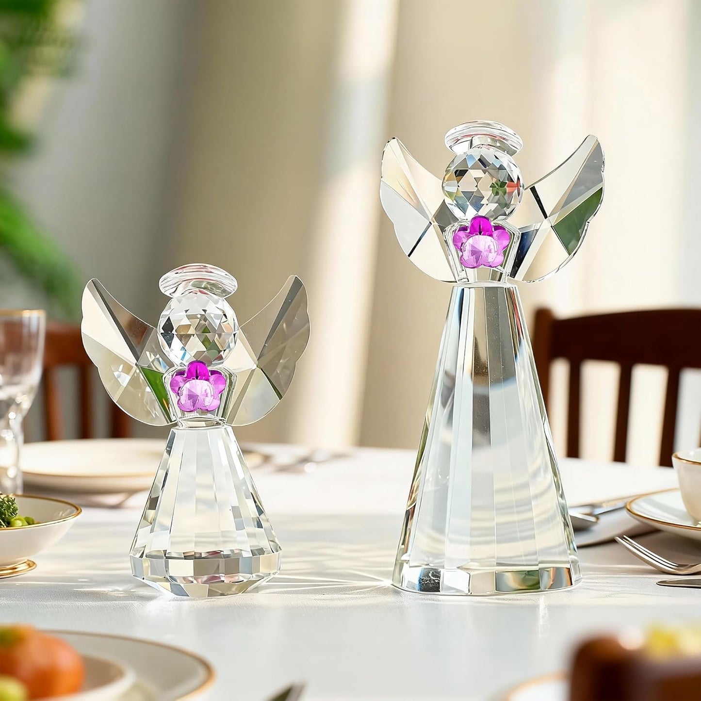 HDCRYSTALGIFTS 3.3'' Crystal Bird Figurine Collectible Art Glass Animal Figurines Table Home Decor Paperweight Valentine’s Day for Women