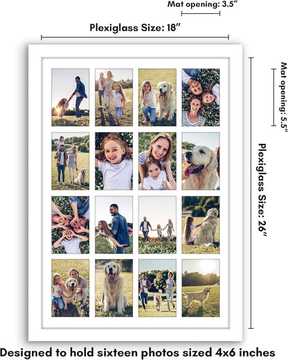Americanflat 4x6 Collage Picture Frame with Polished Plexiglass - Multi Picture Frames Fit Sixteen 4x6 Photos or Use as One 18x26 Poster Frame for Wall Display - Signature Collection - Black