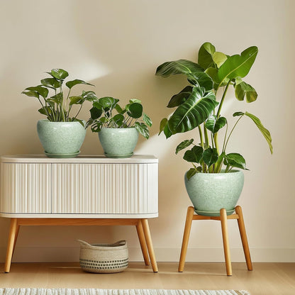 6 Inch Plant Pot - Ceramic Pots for Plants with Drainage Hole and Saucer, Round Succulent Planter Indoor Outdoor, Modern Flower Pot for Snake Plants, Home Decor, Gifts for Plant Lover, Blue