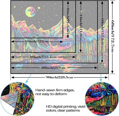 Zussun Black and White Tapestry Starry Night Mountain Tapestries for Bedroom Aesthetic Moon and Stars Tapastry's Wall Hanging Dark Nature Forest Wall Tapestry for Living Room Dorm (48'' × 36'')