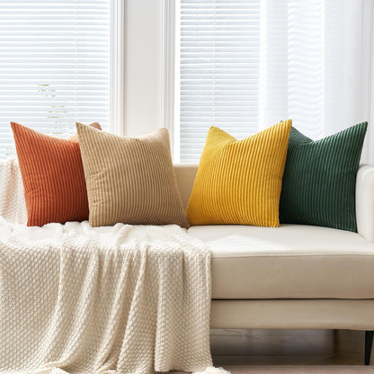 MIULEE Boho Farmhouse Sage Green Throw Pillow Covers 18x18 Inch Set of 4 Mordern Nordic Cushion Covers Soft Corduroy Spring Home Decor for Couch Bed Sofa Living Room Forest Green