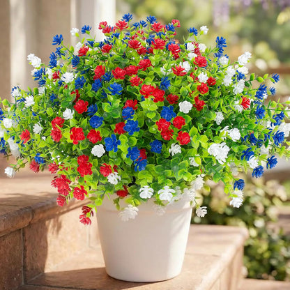 Hananona 12 Pcs Artificial Flowers Outdoor, Faux Artificial Plants UV Resistant Plastic Flower Bulk for Hanging Planter Porch Window Home Wedding Fall Summer Decor (12, Fuchsia, Purple, Yellow, Green)