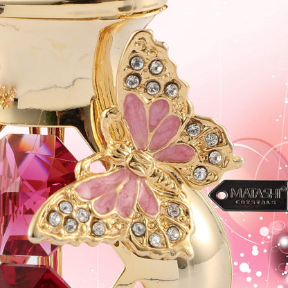 Matashi 24K Gold Plated Crystal Flower Figurine with Clear Crystals & Butterfly – Luxury Decorative Tulip Statue, Elegant Tabletop Home Décor, for Mother's Day, Valentine's Day, Christmas