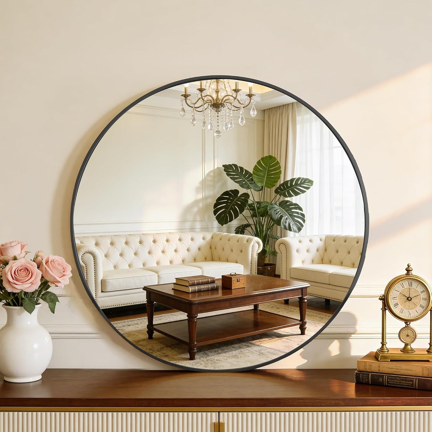 NEWBULIG 20IN Round Bathroom Wall Mirror, Modern Vanity Mirrors for Over Sink, HD Glass Decorative for Entryway, Bedroom & Living Room, Gold