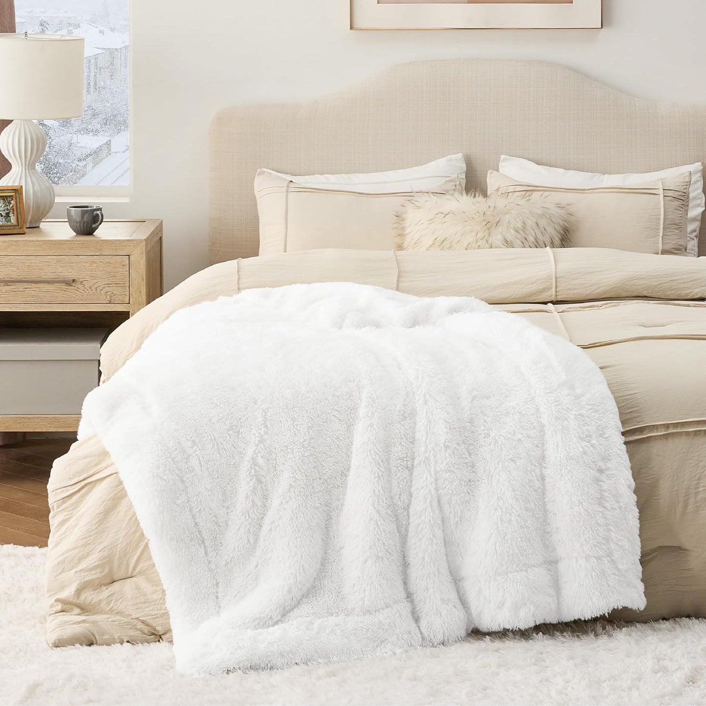 Bedsure GentleSoft Fluffy Fuzzy Faux Fur Throw Blanket for Couch, Soft Sherpa Fleece Cozy Gifts for Women, Plush Bed Blanket Room Decor for Men, Thick Warm Minky Teen Gifts Winter Bedding