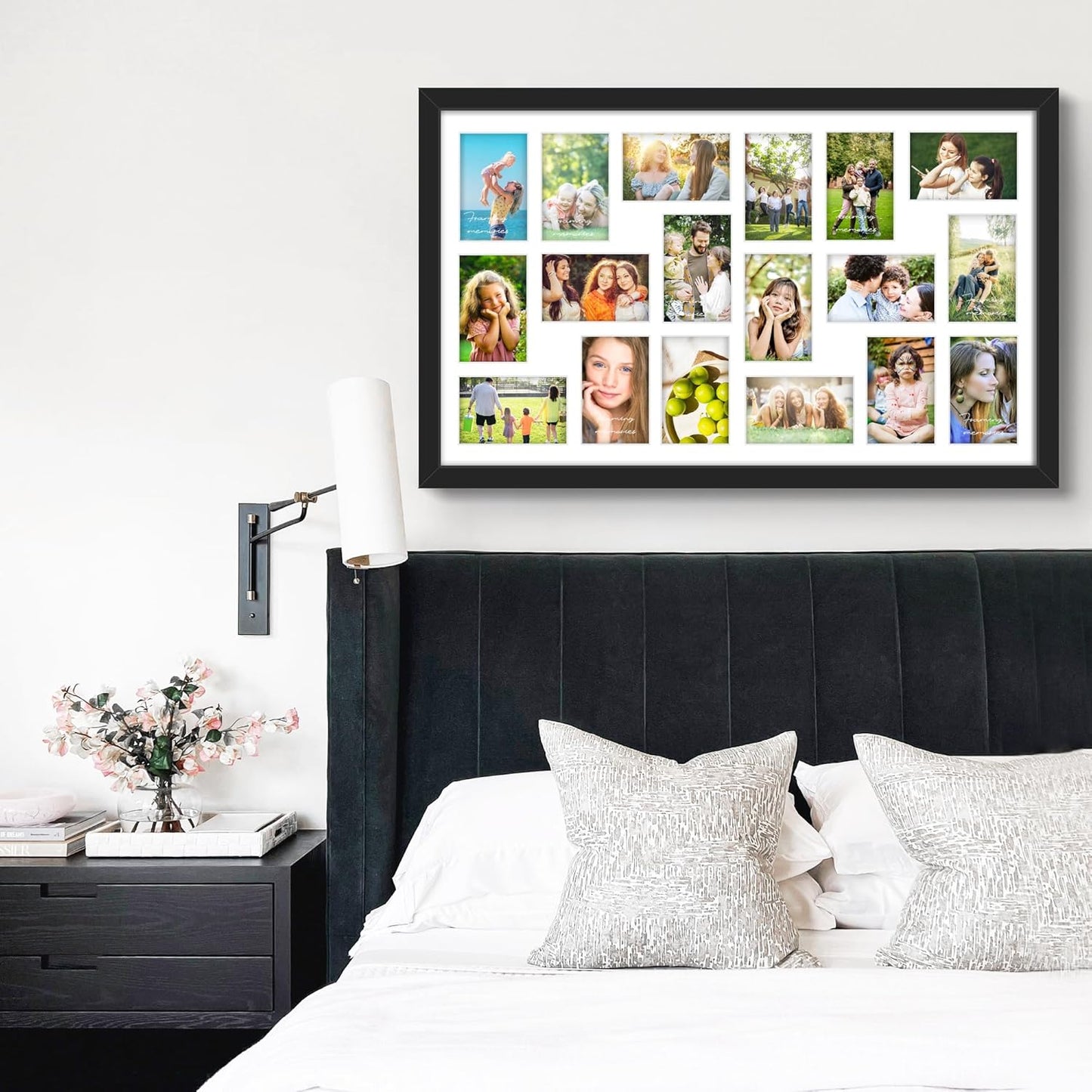 DUENPY 14x26 Collage Picture Frame 4x6 Collage Picture Frame Displays Twelve 4x6 inch Photos Available Horizontal Wall Mounting Display and Vertical Black - Colors B