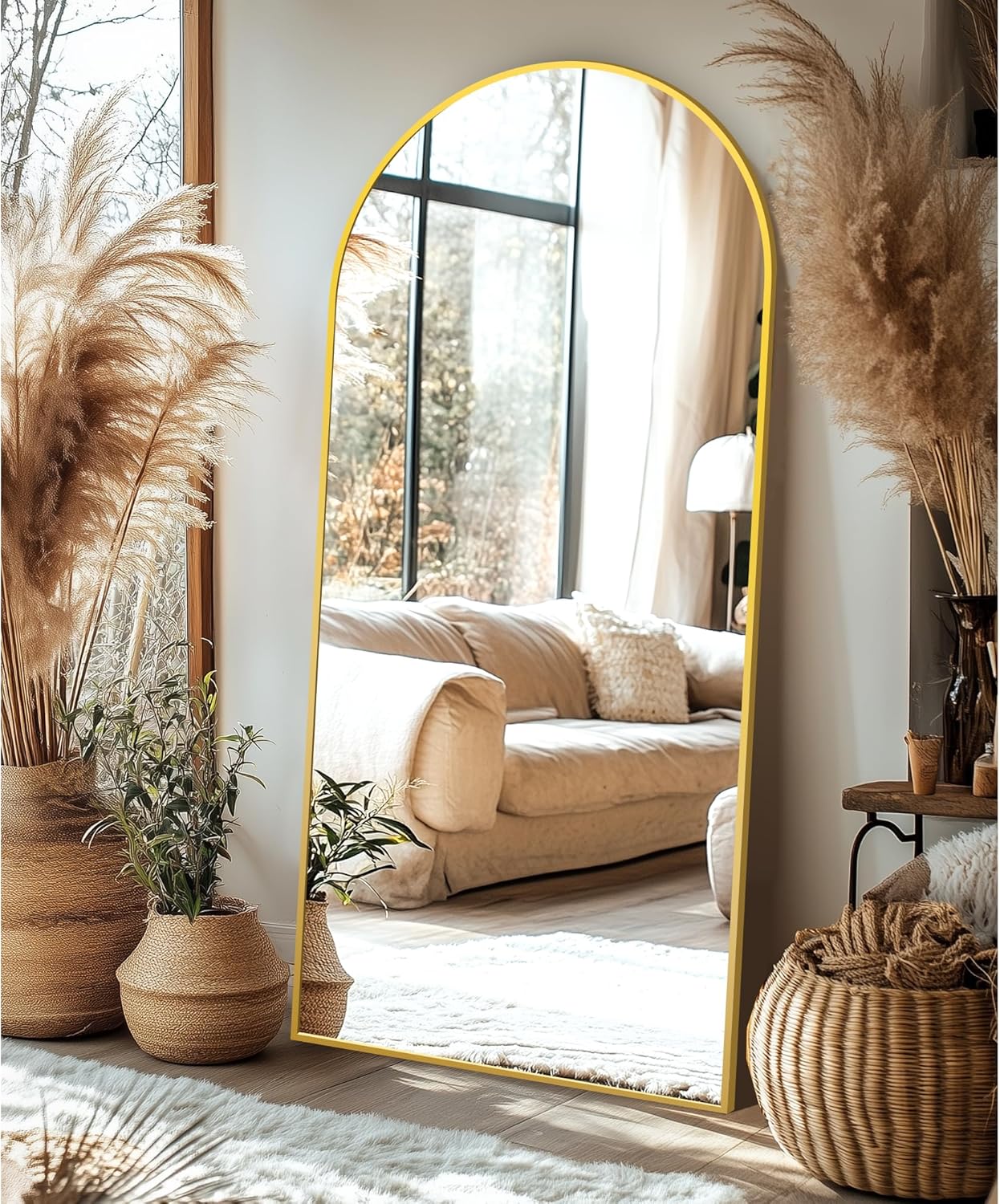Delma Arched Mirror Full Length,Standing Mirror Full Body,Large Floor with Stand for Wall Entryway Door Bedroom Bathroom Living Room