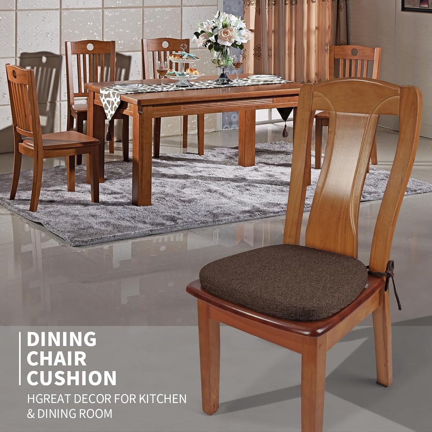 SINOSSO 1 Pack Memory Foam Chair Cushions for Dining Chair, Friendly Woven Fabric 16" U-Shape Comfortable Kitchen Chair Pad, Removable Slip Resistant Seat Cushion (1 Piece, Blue)
