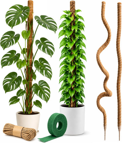 Craft911 Moss Pole Monstera Plant Support – 2 Pack 28” Bendable Moss Pole Monstera Plant Support, Plant Stakes for Indoor Plants, Tall Plant Sticks Support for Climbing Plants