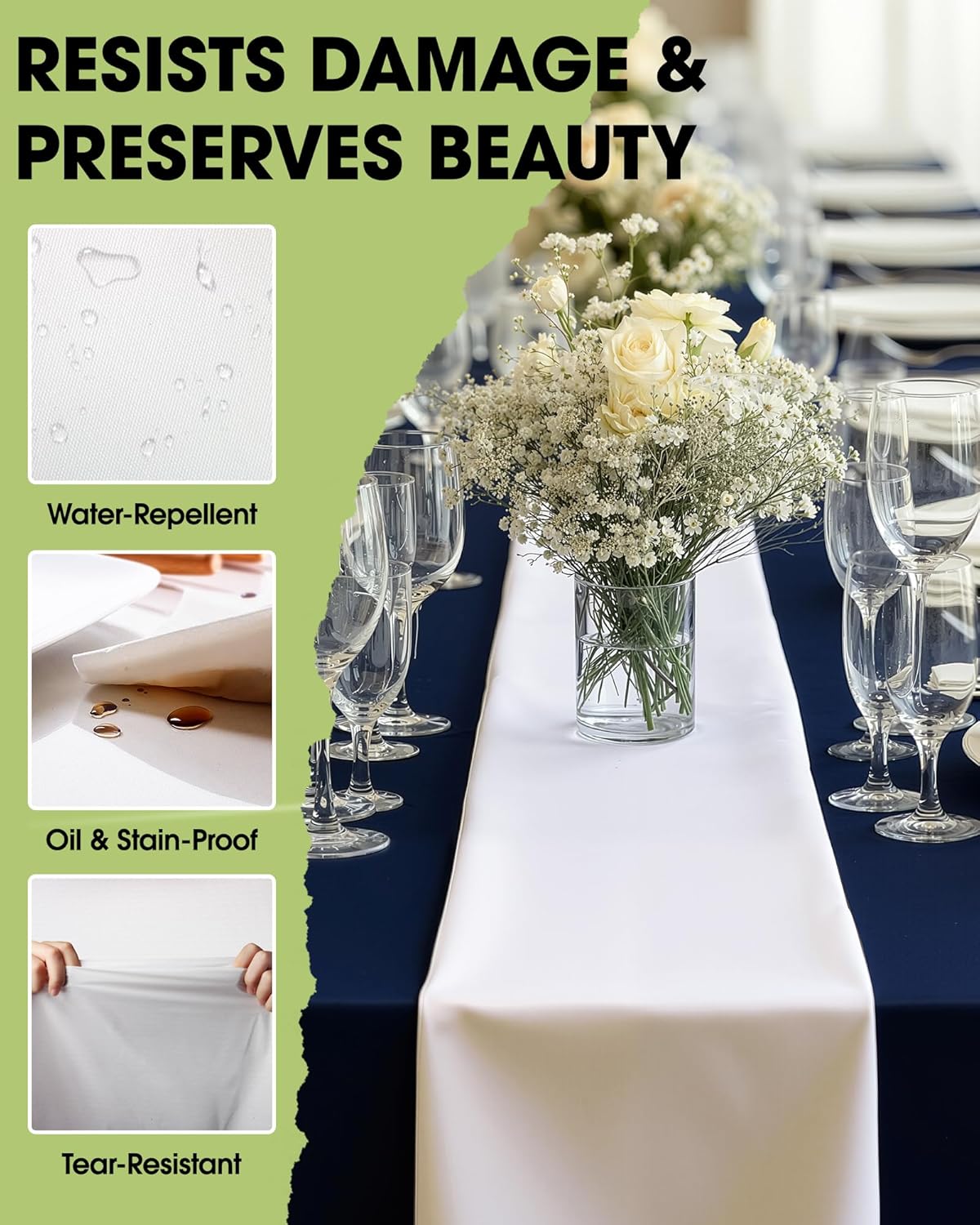 Pureegg Gold Plastic Table Runners - 10 Pack, 14'' x 108'', Water Resistant & Disposable Centerpiece Decorations for Table Cloth, Wedding, Birthday, Holiday, Baby Shower, Party, Home Decor