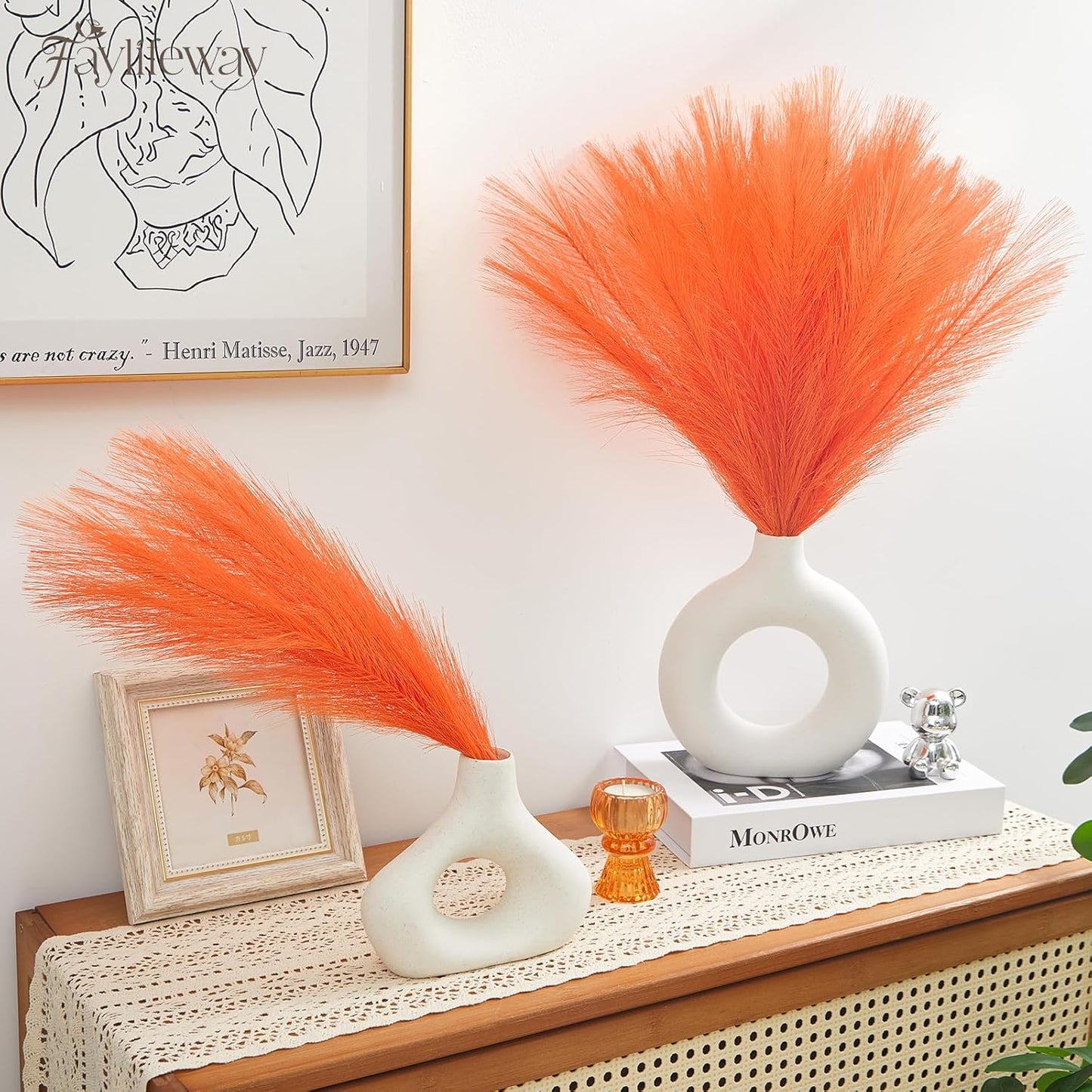 50pcs Pampas Grass 17in for Living Room Decor, Blush Pink Pampas Grass Decor, Fluffy Pink Flowers for Home Birthday Bathroom Baby Shower Wall Bow Decor(Blush & Cream & Pink)