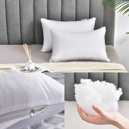 Oubonun 18"x18" Pillow Inserts (Set of 2) - Throw Pillow Inserts with 100% Cotton Cover - 18 Inch Square Interior Sofa Pillow Inserts - Decorative Pillow Insert Pair - White Couch Pillow