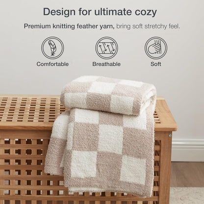 EXQ Home Fleece Throw Blanket for Couch or Bed - 3D Imitation Turtle Shell Jacquard Decorative Blankets - Cozy Soft Lightweight Fuzzy Flannel Blanket Suitable for All Seasons(50"×60",Beige)