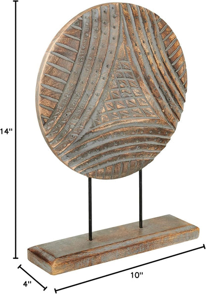 Housewarming Gifts Farmhouse Table Sculpture Home Decor Statue Mandala Carved for Modern Home 10" x 14", Living Room, Fireplace Mantel Shelf, Table and Entryway Decor Stand (Design 1)