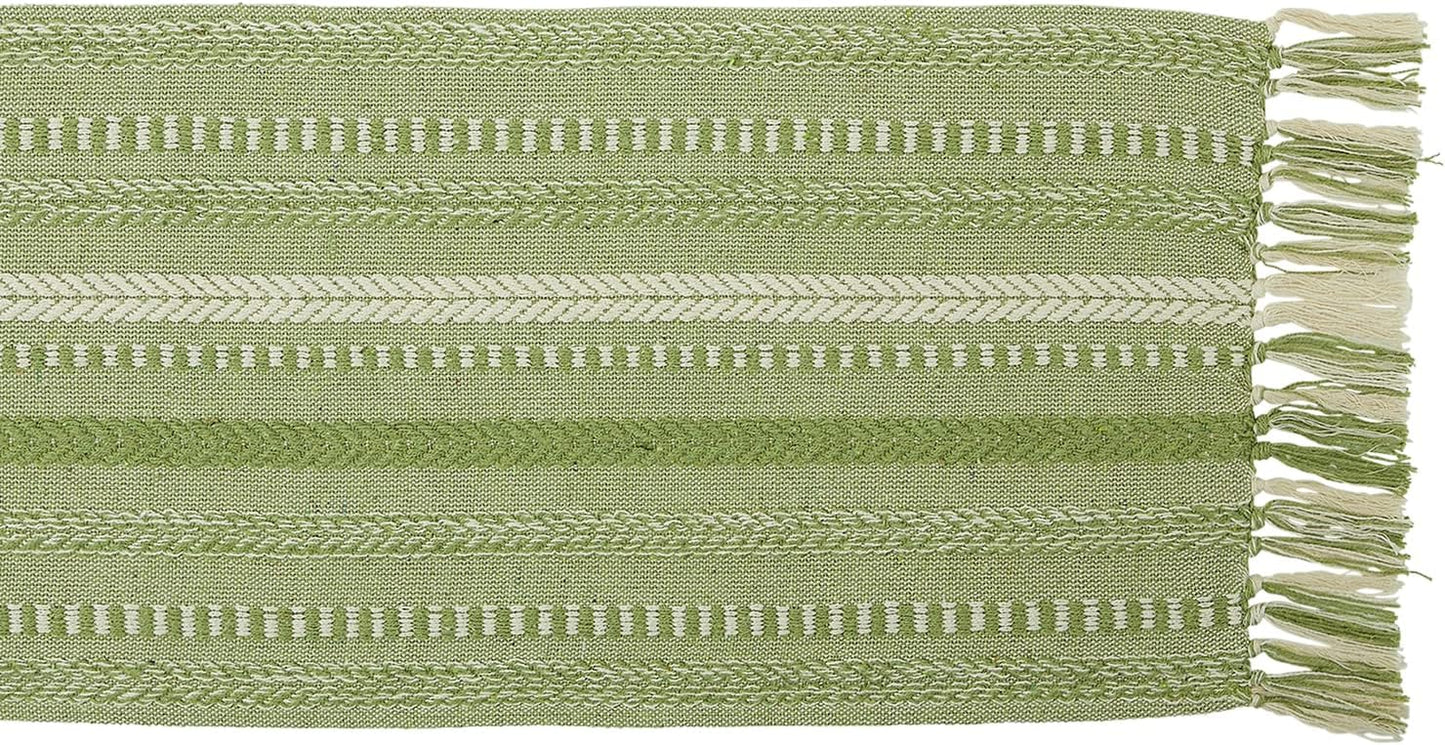 DII Farmhouse Braided Stripe Table Runner Collection, 15x72 (15x77, Fringe Included), Black