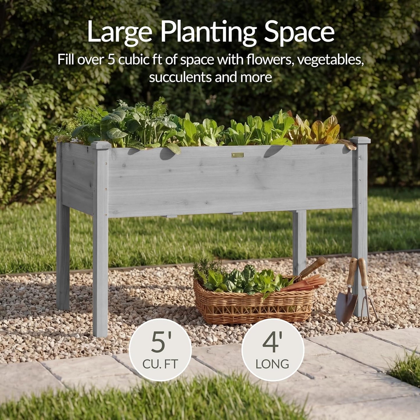 Best Choice Products 72x24x30in Raised Garden Bed, Elevated Wood Planter Box Stand for Backyard, Patio, Balcony w/Divider Panel, 6 Legs, 300lb Capacity - Natural