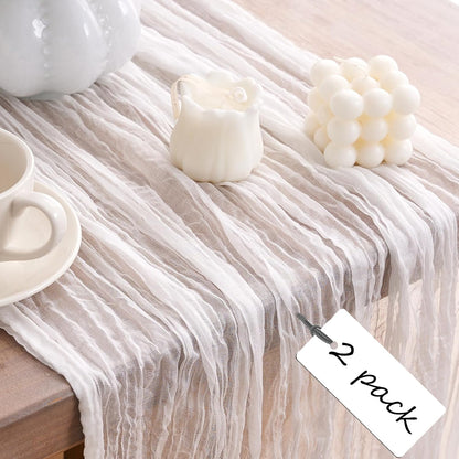 2pcs Cheesecloth Table Runner 120 Inches Pink Boho Gauze Cheese Cloth Runner 10FT Rustic Sheer Fall Table Runners for Thanksgiving Baby Shower Party Holiday Wedding Decoration