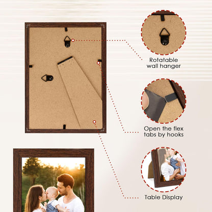 FIXSMITH 10 Pack Picture Frames Collage Wall Decor for Mounting or Tabletop Display, Gallery Wall Frame Set with Two 8x10 Black Frames, Four 5x7 Frames and Four 4x6 Frames, Multi-Pack Photo Frame Set