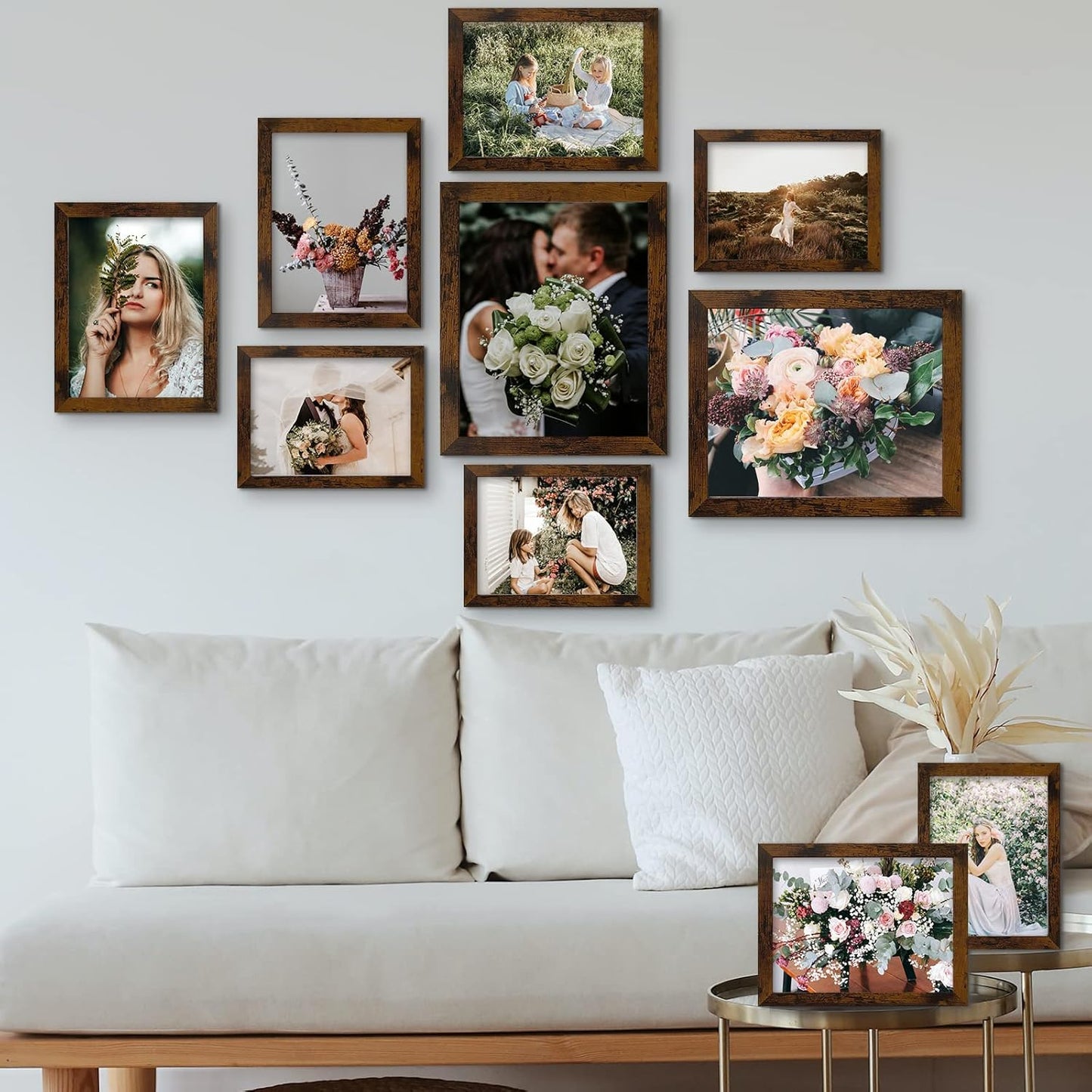 LUCKYLIFE Picture Frames Collage Wall Decor 10-Pack, Gallery Wall Frame Set with 8x10 5x7 4x6 Frames in 3 Different Finishes