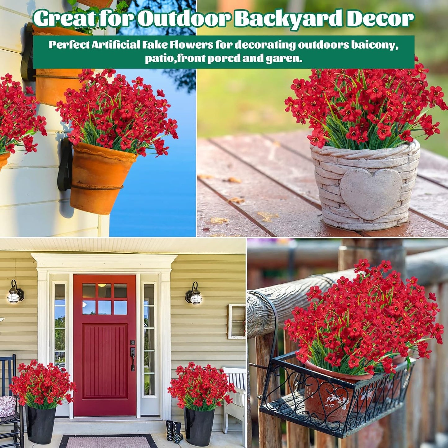 Lnoicy Artificial Greenery Plants Outdoor UV Resistant Fake Plants Boxwood Shrubs Grass,20 Bundles for Farmhouse Home Garden Office Patio Backyard Wedding and Indoor Outdoor Decoration