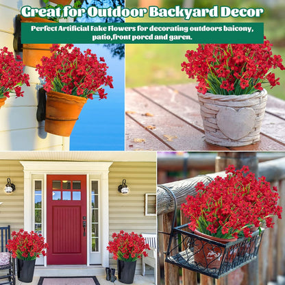 Lnoicy Artificial Greenery Plants Outdoor UV Resistant Fake Plants Boxwood Shrubs Grass,20 Bundles for Farmhouse Home Garden Office Patio Backyard Wedding and Indoor Outdoor Decoration