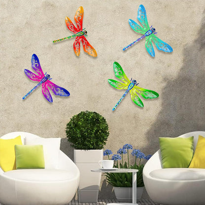 SUNREEK Metal Dragonfly Wall Decor, 9 Inches Dragonfly Outdoor Wall Art for Fence Garden Yard Patio Decorations