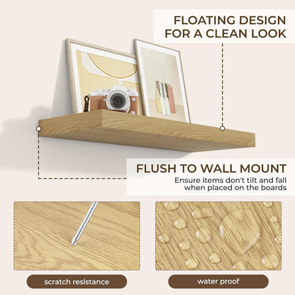 RICHFOCUS 72Inch Floating Shelves for Wall 2 Pack Shelves for Bedroom|Kitchen|Bathroom Wall Mounted Rustic Wood Floating Shelf with Invisible Brackets for Books|Storage|Decor, Rustic Brown