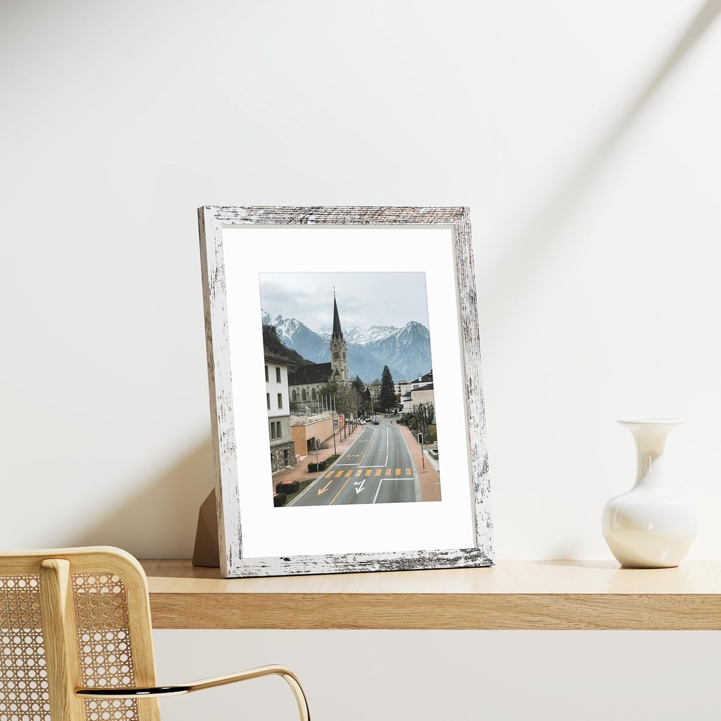 Vittanly 8x10 Picture Frames Set of 9, Shatter Resistant Plexiglass, Display 5x7 Pictures with Mat or 8x10 without Mat, Photo Frames for Wall or Tabletop, Engineered Wood, Black - Colors A