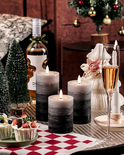 Stmarry Ivory Flameless Candles with Remote and Timer, Real Wax Made LED Pillar Candles Battery Operated with 3D Flickering Flame - 3" x 4",5",6" - Set of 3