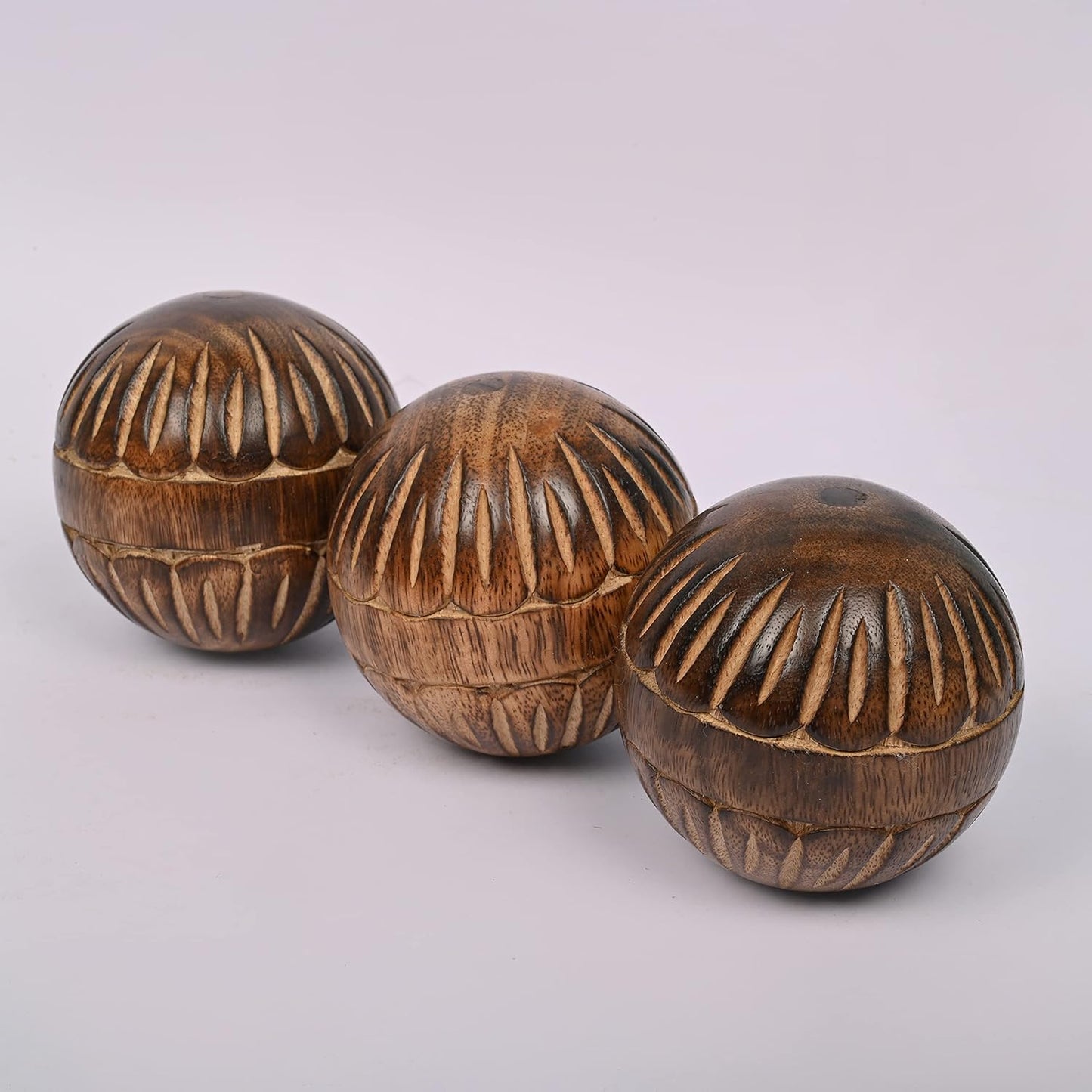 EDHAS Decorative Mango Wood Round Balls Set of 3 for Centerpiece or Individual Use Ideal for Use in Tray Bowl or Basket Decor