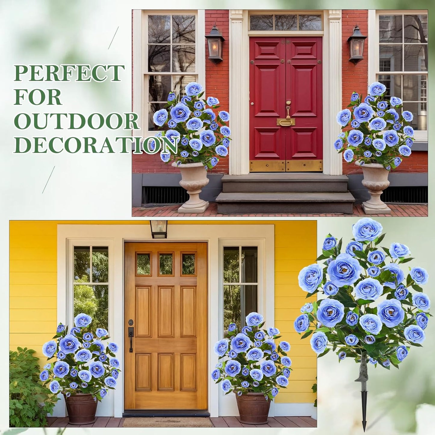 Lunmon 2 Pack 3ft Artificial Camellia Plants Tree 36" Faux Camellia Flower with Spike UV Resistant Realistic Fake Floral Blooming Bush for Indoor Outdoor Front Door Porch Backyard Garden, Purple