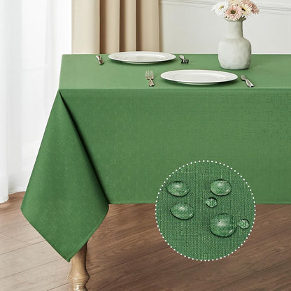 Veblandy Rectangle Tablecloth Waterproof Linen Textured Table Cloth Stain and Wrinkle Resistant Washable, Decorative Fabric Table Cover for Dining, Party and Camping (Sage Green, 52 * 70)