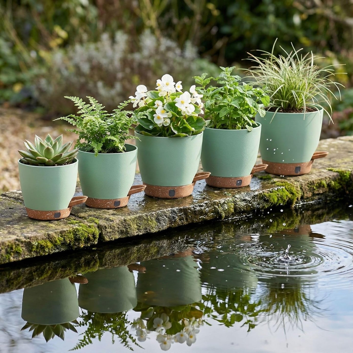 montresor 12/10/8 Inch Self Watering Pots for Indoor Plants Plastic Large Plant Pots for Outdoor Plants, Water Level Window & Spacious Reservoir Flower Pots Decorative Planter with Drainage and Tray