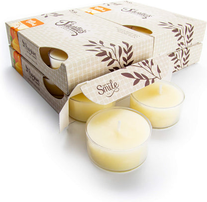 Shortie's Candle Company Vanilla Bean Premium Tealight Candles Bulk Pack - 24 Beige Highly Scented Tea Lights - Beautiful Candlelight - Made in the USA - Bakery & Food Collection