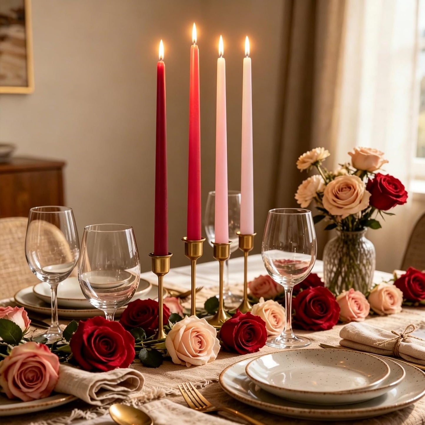 Viyffo Taper Candles, 12 Inch, 12 Pack, Brown – Unscented, Smokeless Design, Up to 8-Hour Burn – Tall Candlesticks for Table Decor, Weddings & Dinners