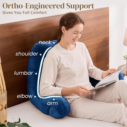Sasttie Reading Pillows for Sitting in Bed Adult, Back Pillow Bed Sitting Up, Back-Rest Support Cushion for Sit Up on Couch, Sofa, and Floor, Dorm Essentials, Oeko-Tex Certified, Dark Grey