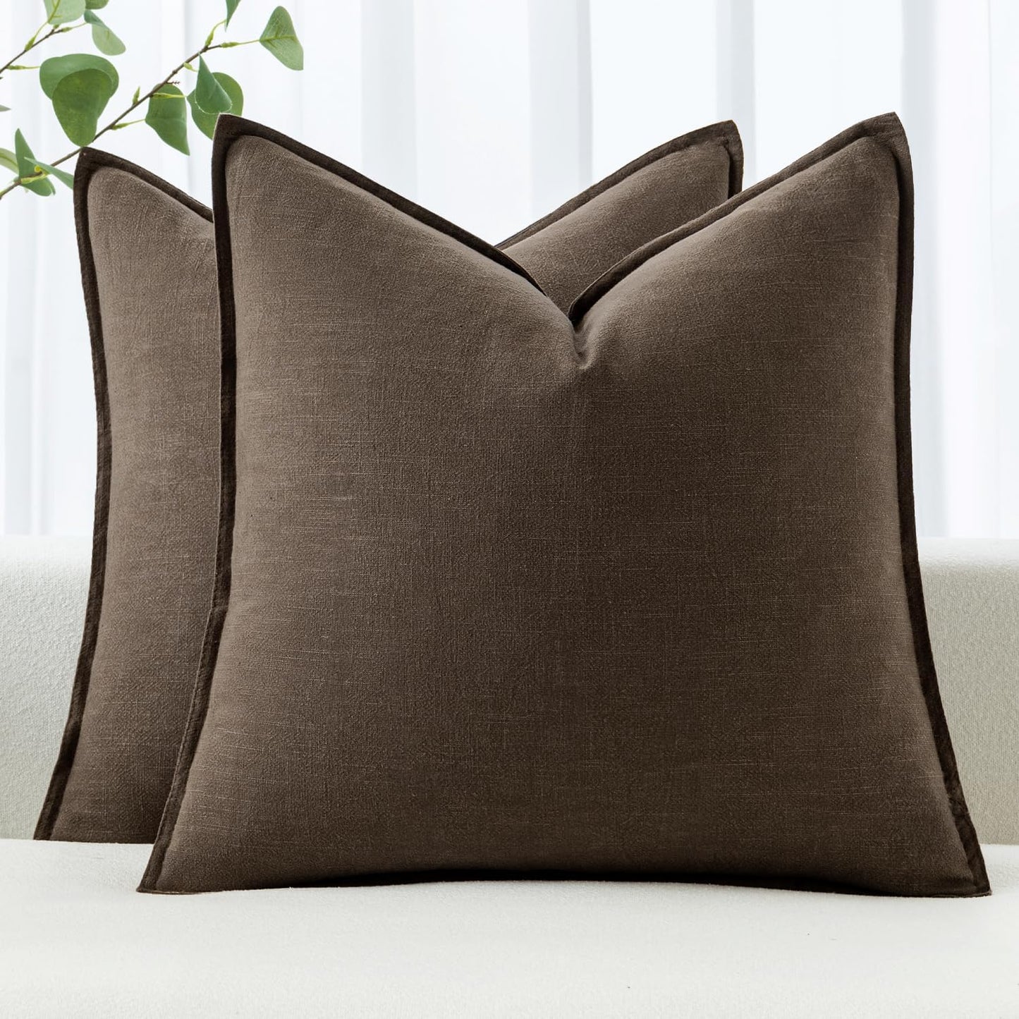 MIULEE Decorative Linen Euro Sham Pillow Covers 26x26 Cream White Boho Farmhouse Neutral Couch Throw Pillows for Bed Pack of 2 Accent Modern Pillowcase Sofa Livingroom Home Decor