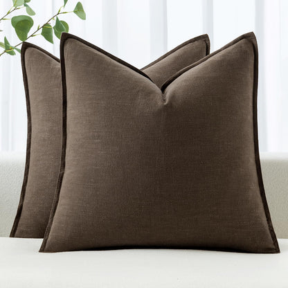 MIULEE Decorative Linen Euro Sham Pillow Covers 26x26 Cream White Boho Farmhouse Neutral Couch Throw Pillows for Bed Pack of 2 Accent Modern Pillowcase Sofa Livingroom Home Decor