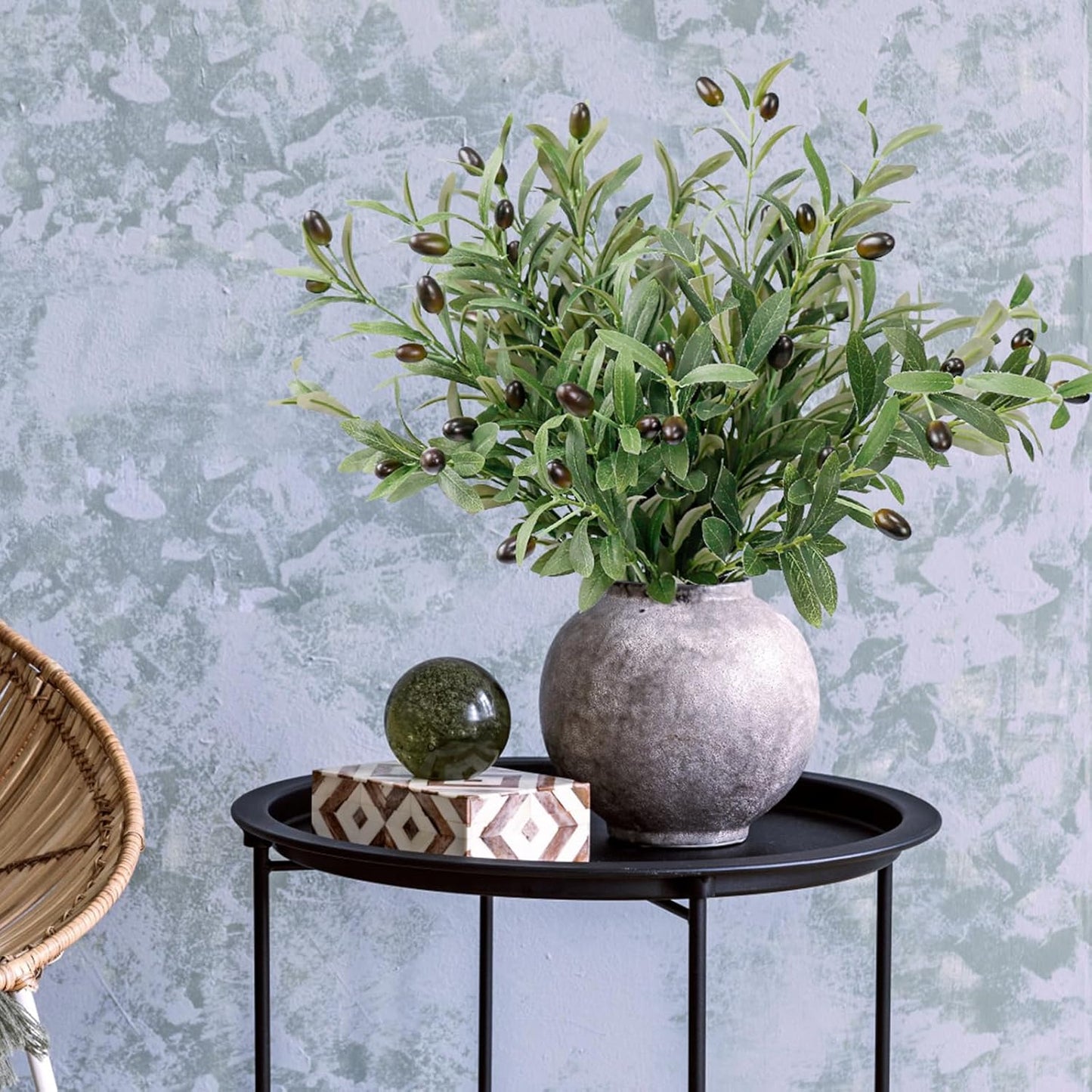 Leftover 6PCS 18Inch Faux Olive Branches for Vase,Artificial Olive Tree Branches,Fake Plants,Greenery Stems,Eucalyptus Stems,Green Leaves for Centerpieces Decoration,Home Decor,Coffee Table Decor
