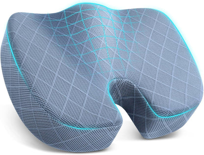TushGuard Seat Cushion - Memory Foam Cushion for Office Chair, Car Seat, Airplane, Bleacher - Sciatica & Hip & Coccyx Pain Relief Desk Chair Cushion for Long Sitting Office Workers, Car Drivers