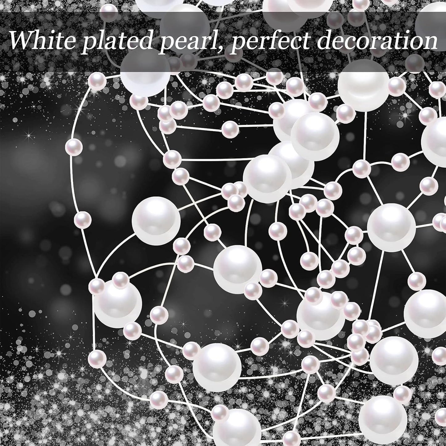 Tondiamo 24 Pcs Artificial Pearl String for Floating Candle Faux Pearls Beads String Garland Centerpiece Decoration for Vases Filler Wedding Spring Holiday Party Decor(Gold)