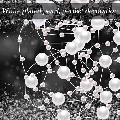 Tondiamo 24 Pcs Artificial Pearl String for Floating Candle Faux Pearls Beads String Garland Centerpiece Decoration for Vases Filler Wedding Spring Holiday Party Decor(Gold)