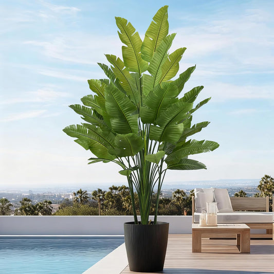 Bird of Paradise Plant Artificial 7.5FT - Tall Faux Plants Indoor with 34 Lifelike Leaves Trunks, 96" Large Fake Tropical Floor Plant for Home Office Living Room Bedroom Indoor Decor
